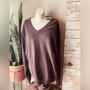 Joseph Abboud Mens 100% Cashmere V Neck Sweater Brown XL